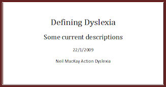 Defining Dyslexia